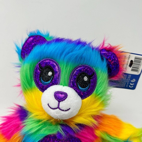 Build A Bear 9" Plush Color Craze Fluffy Rainbow Panda Bear BABW Shimmery Eyes - Picture 5 of 16